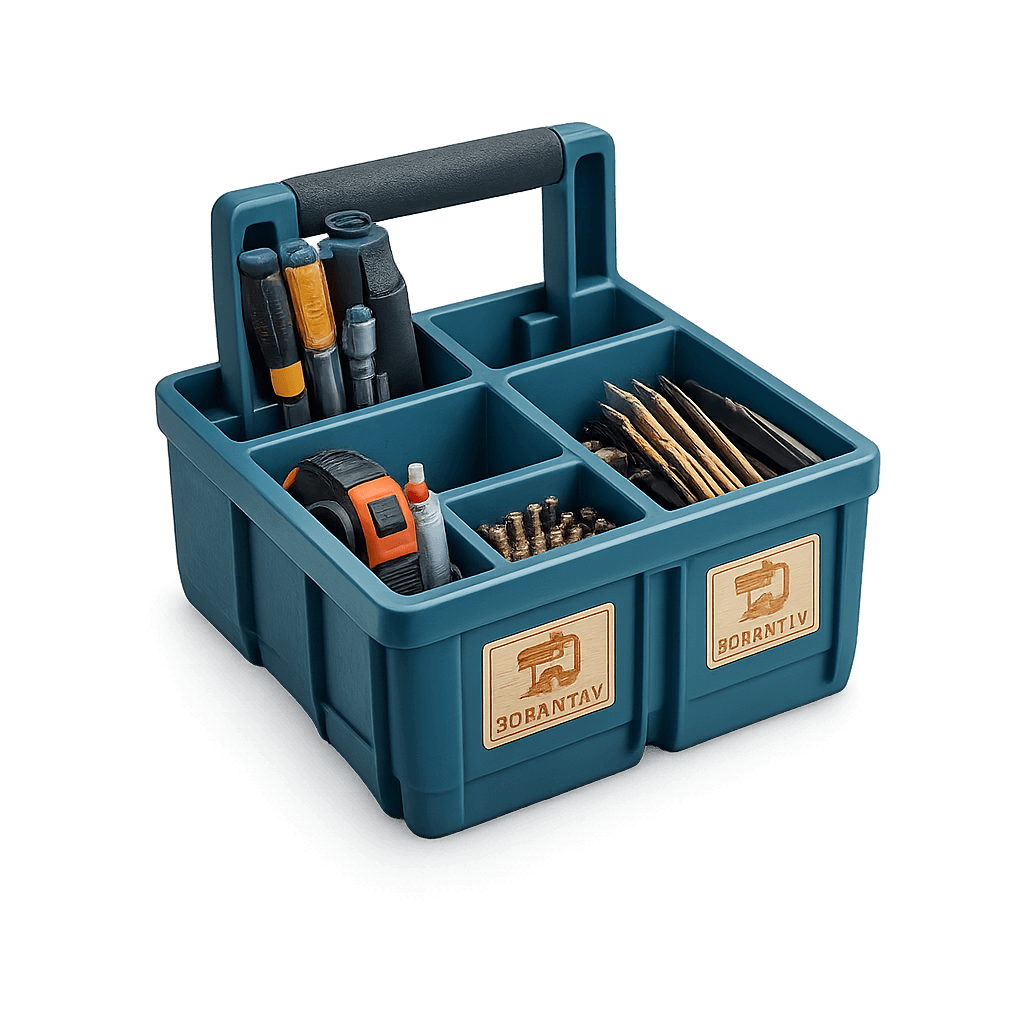 3D printed workshop organizer for DIY projects, hobby storage, and tool organization