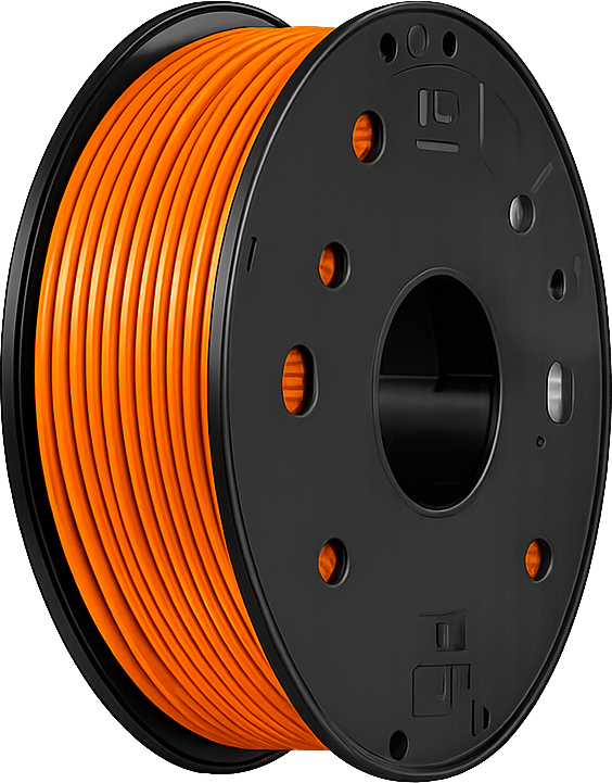 White 3D printer filament spool used for producing prototypes, custom parts, and functional prints.